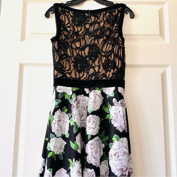 NWT Tadashi Shoji Floral Neoprene Lace Back Aline Gown Dresses - Picture 7 of 12